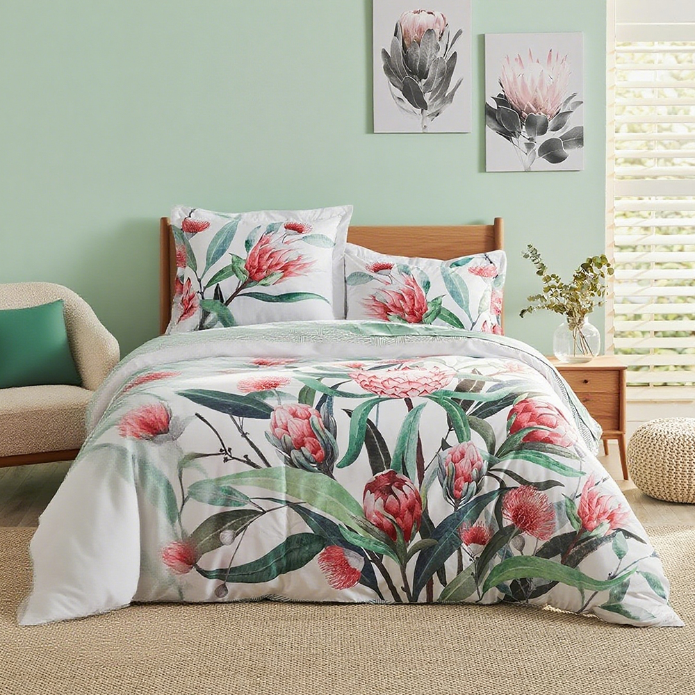Monica Floral Botanical Bedrucktes Bettbezug-Set