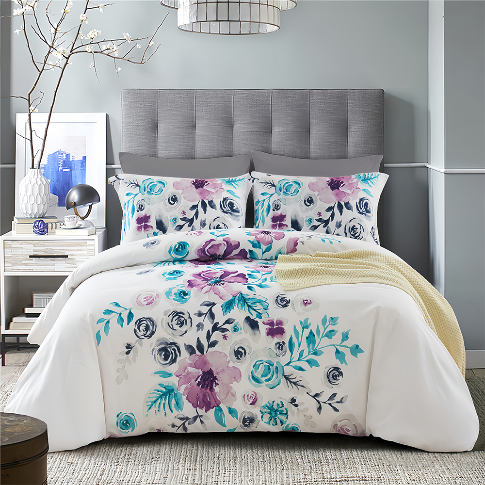 Sianna Floral Botanical Bedrucktes Bettbezug-Set, Bettwäsche-Set